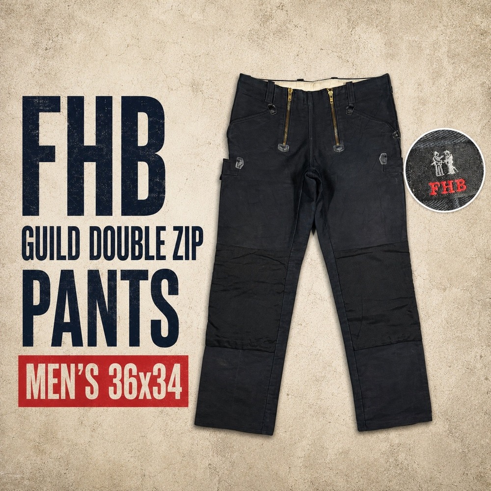 FHB Klaus Guild Double Zip Pants Mens 36x34 Black Heavy Cotton Workwear‎ Germany